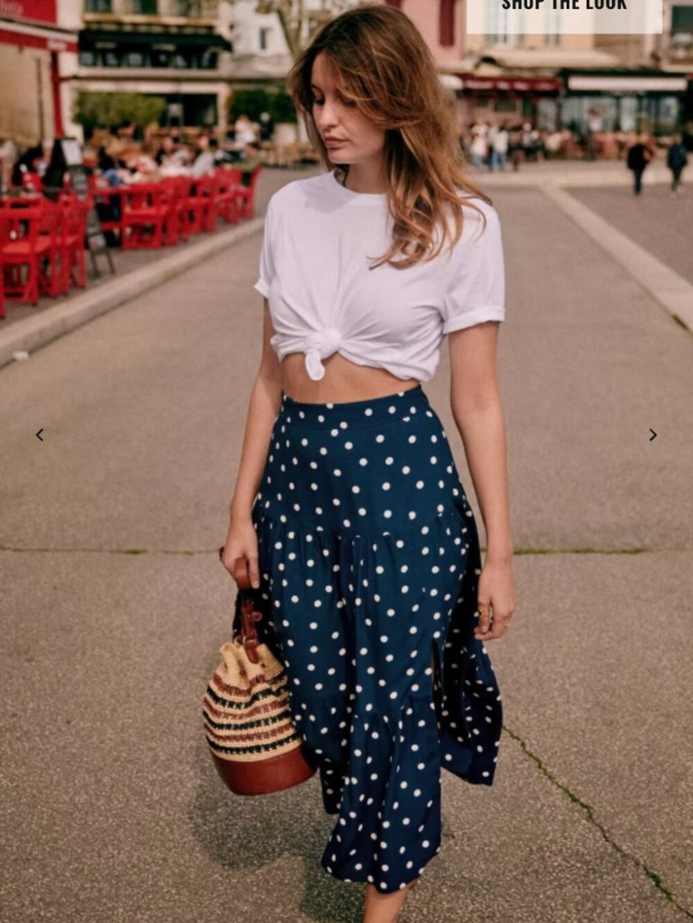 Sezane Tammie Skirt Navy Polka Dots 36 - Picture 2 of 6